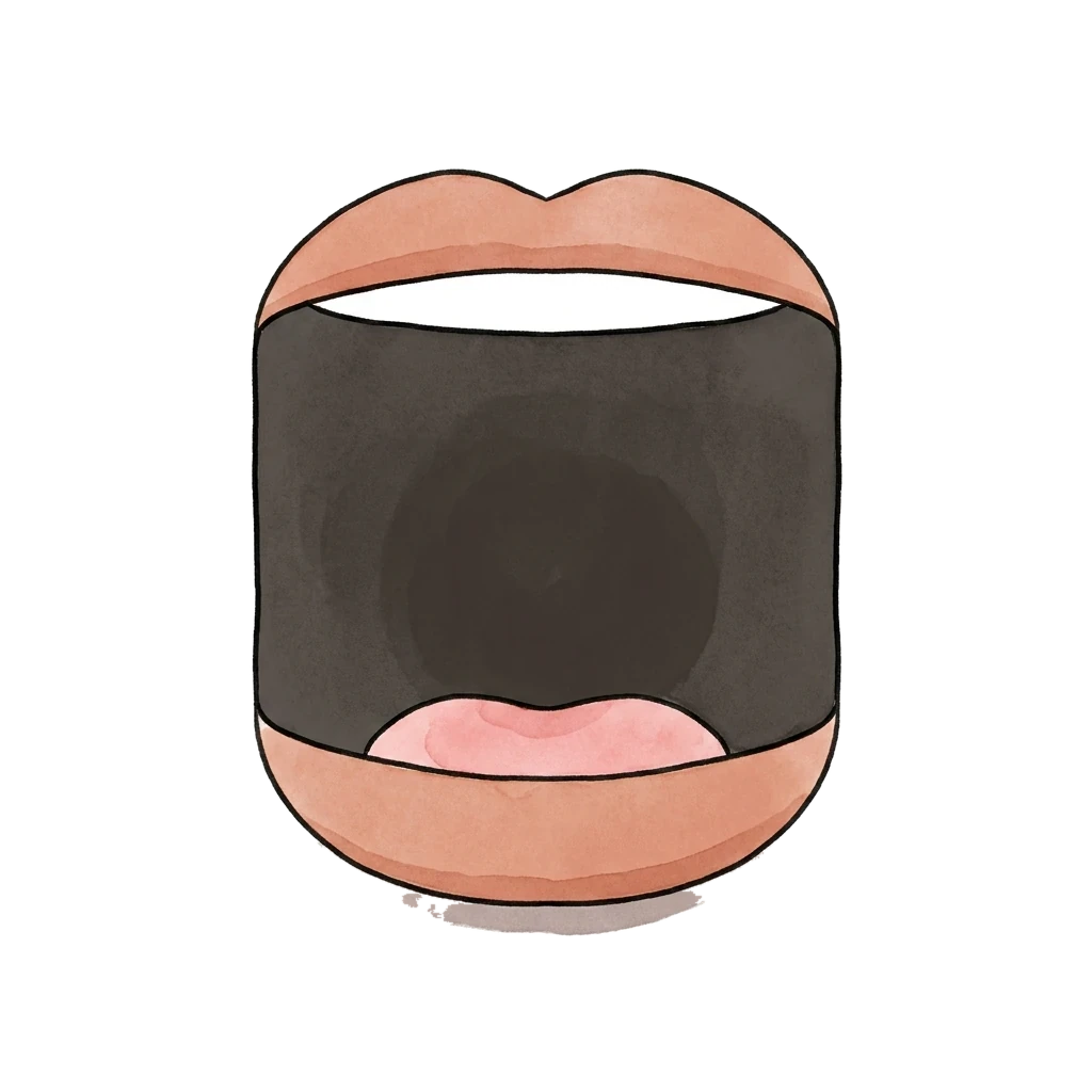 Picture story for the kanji 口, meaning mouth