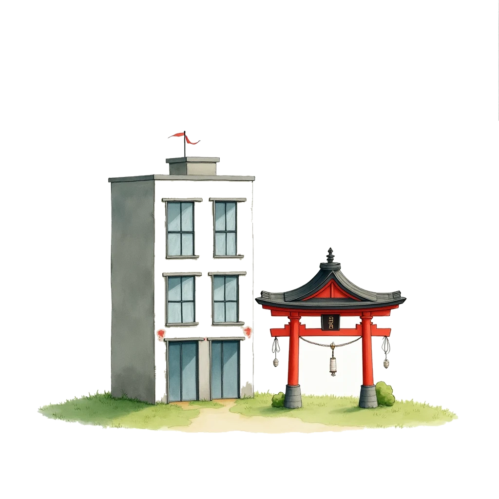 Picture story for the kanji 社, meaning company