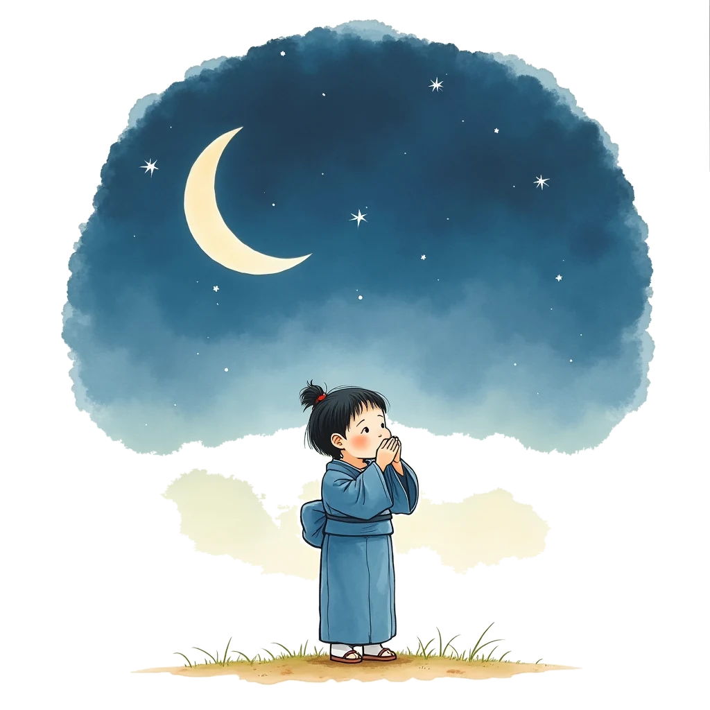 Picture story for the kanji 名, meaning name
