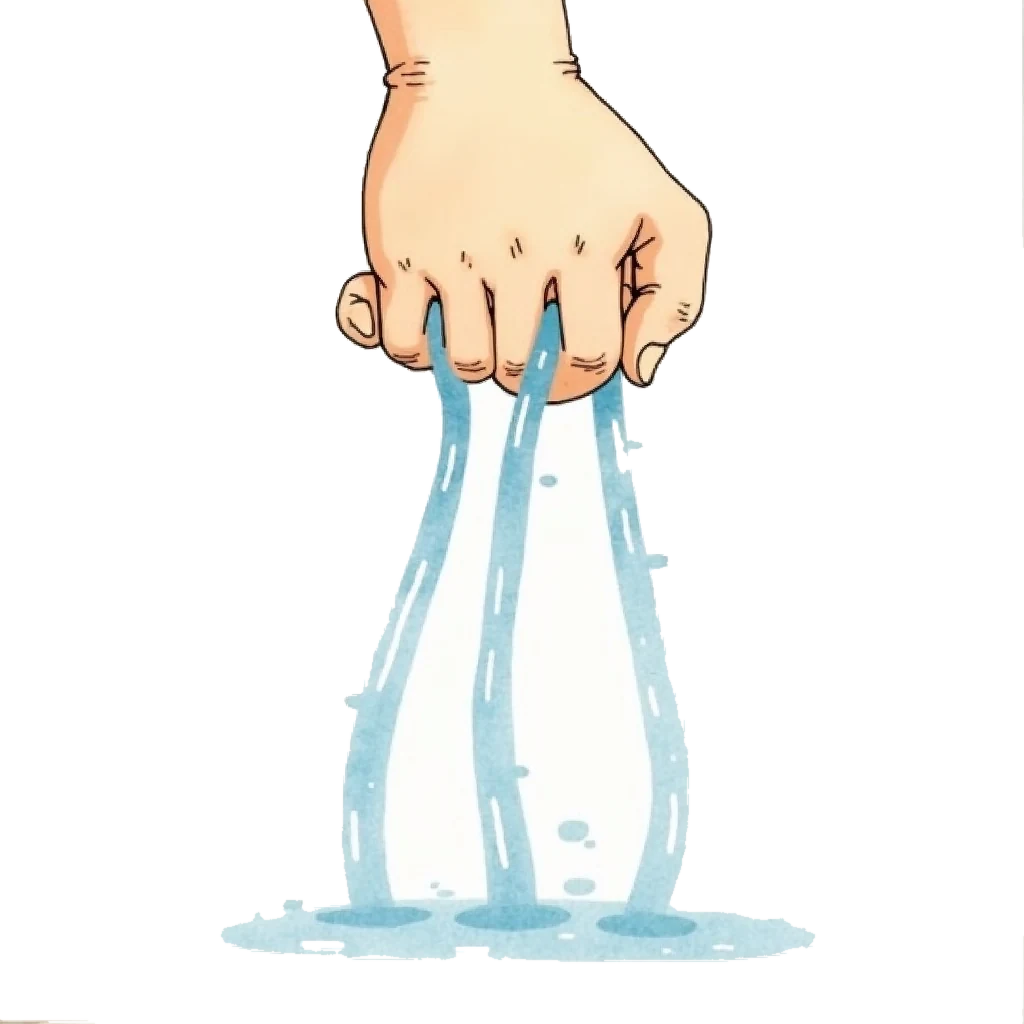 Picture story for the kanji 水, meaning water