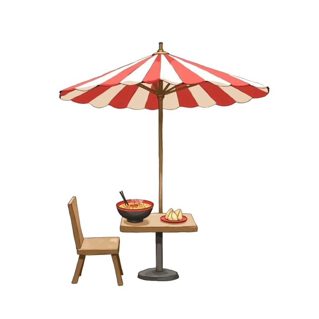 Picture story for the kanji 食, meaning eat