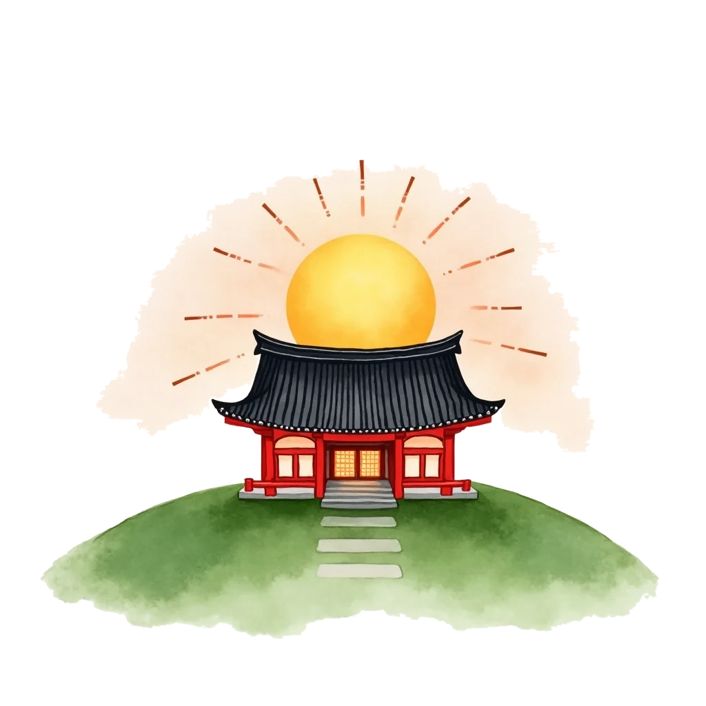 Picture story for the kanji 時, meaning time