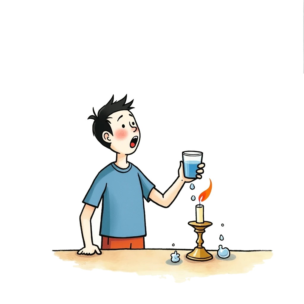 Picture story for the kanji 注, meaning pour