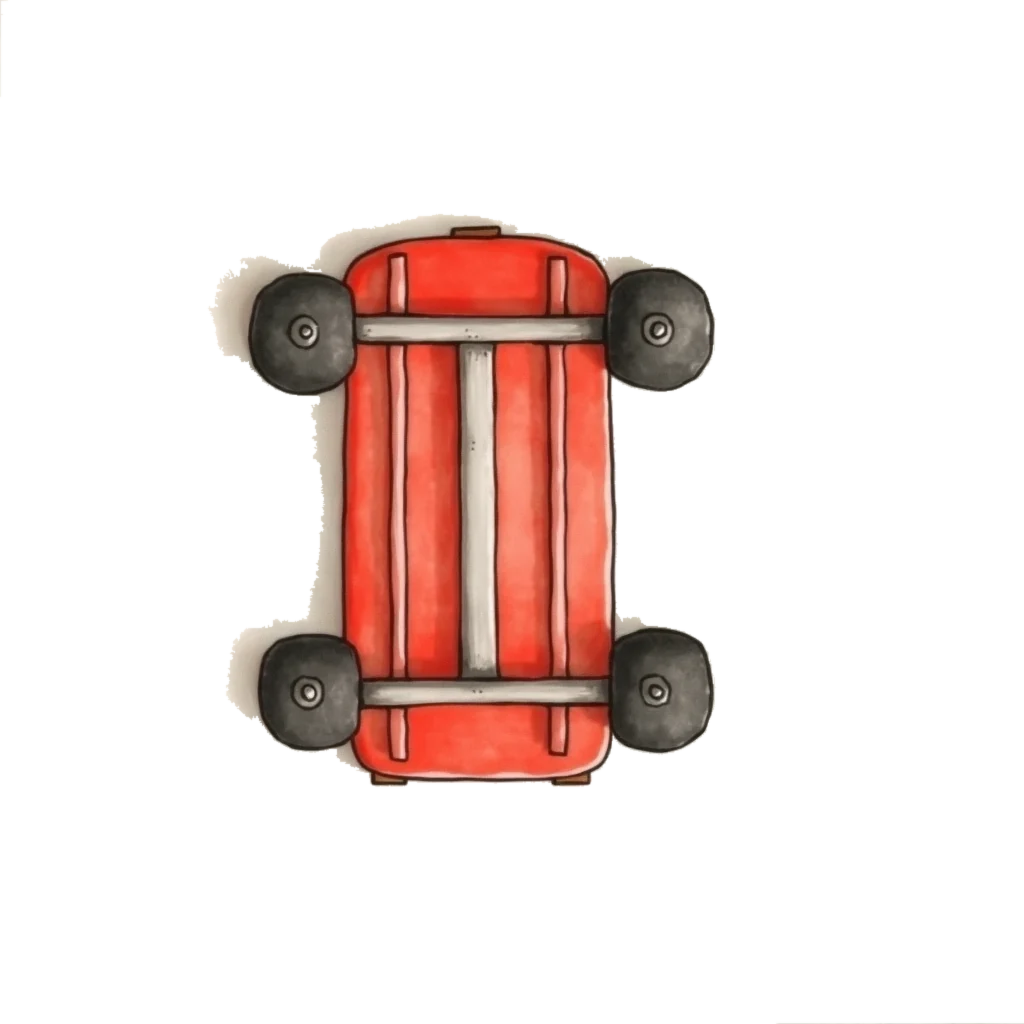 Picture story for the kanji 車, meaning car