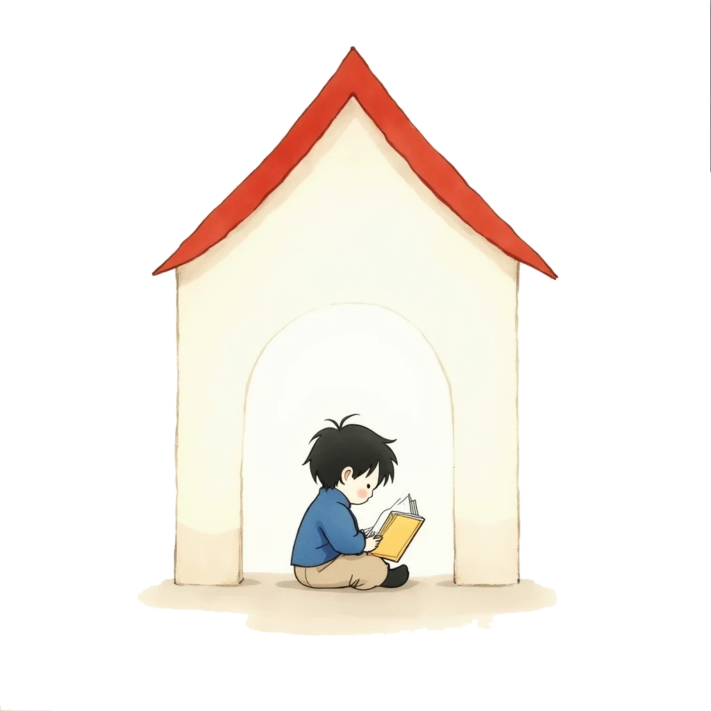 Picture story for the kanji 学, meaning study