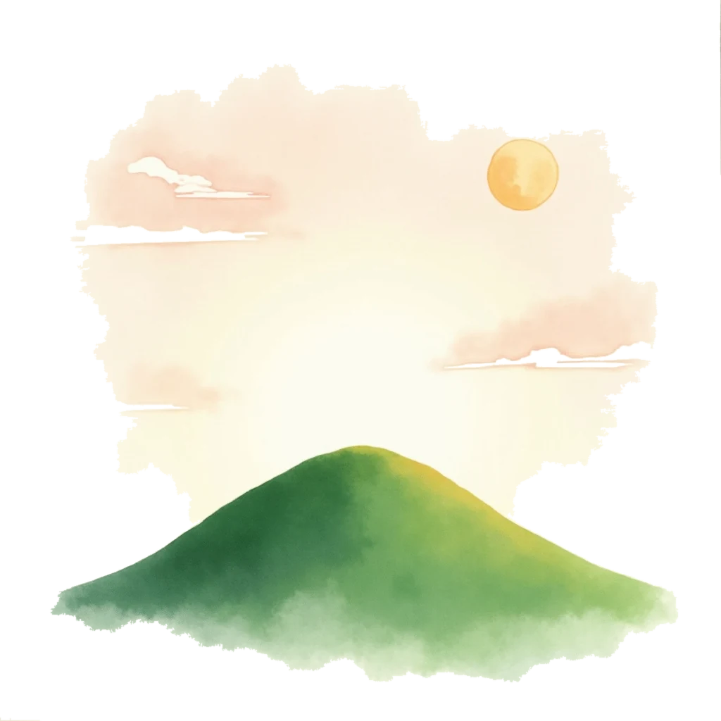 Picture story for the kanji 朝, meaning morning