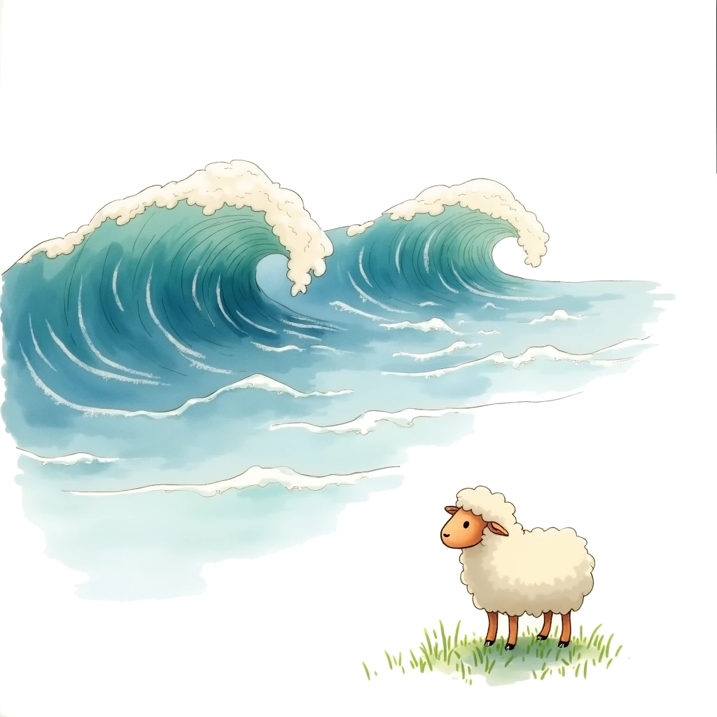 Picture story for the kanji 洋, meaning ocean