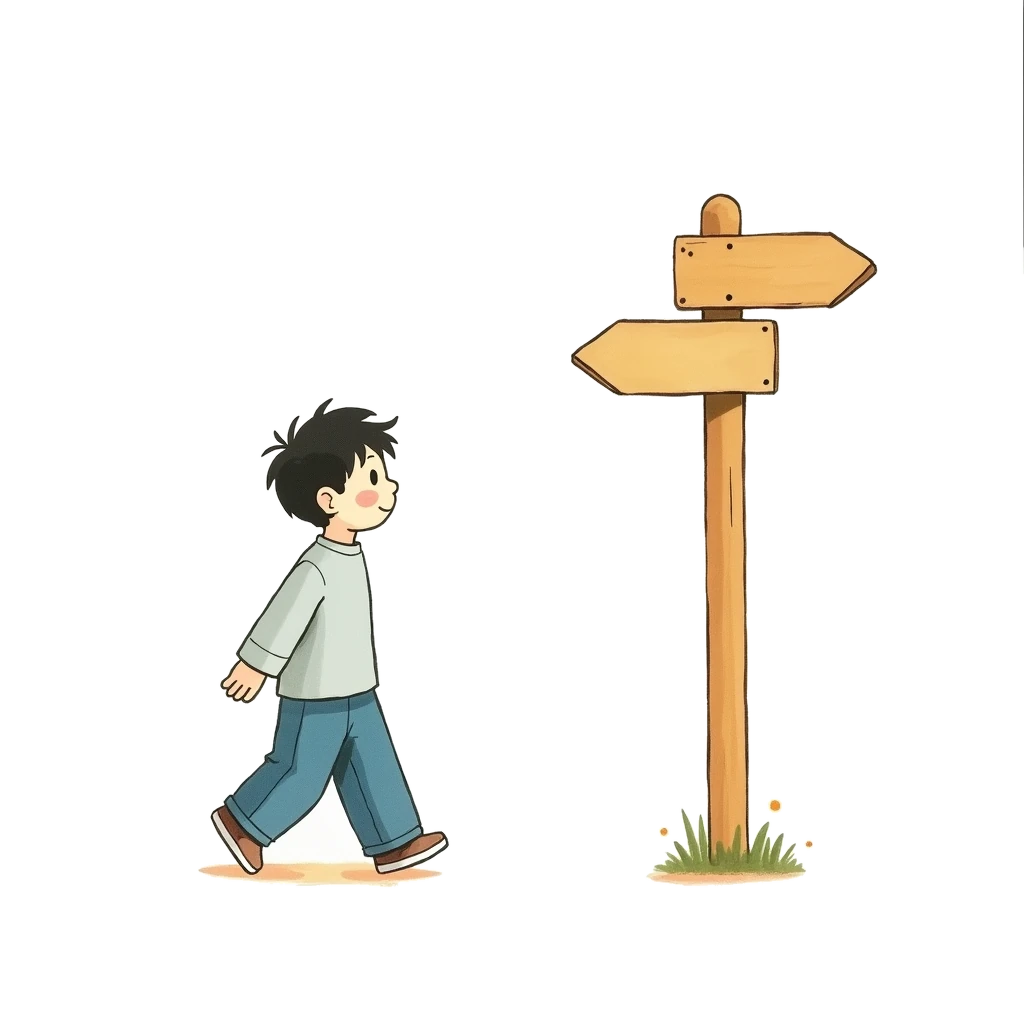 Picture story for the kanji 行, meaning going
